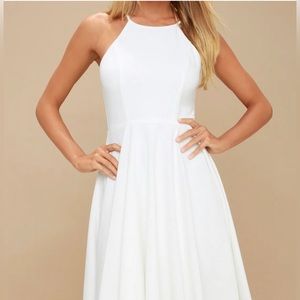 Lulu’s irresistible charm white midi dress.